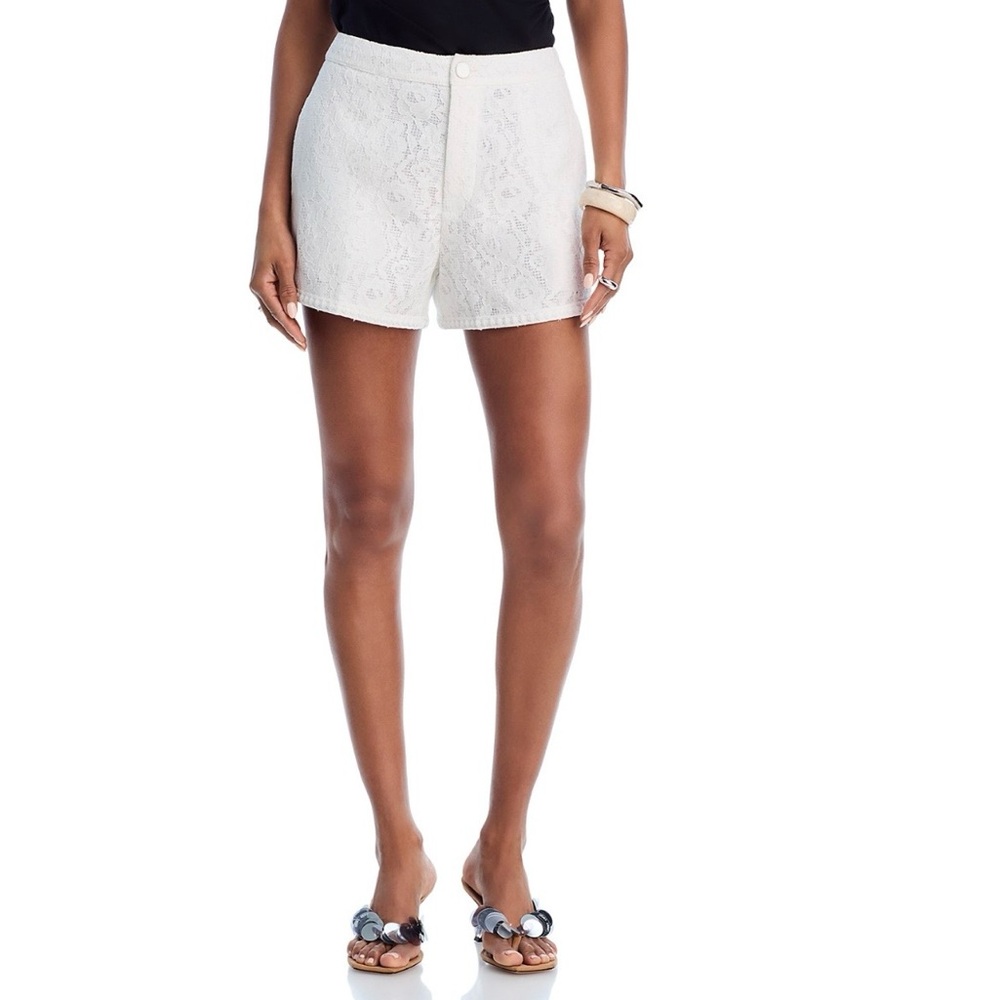 Aqua White Lace High-Waist Shorts